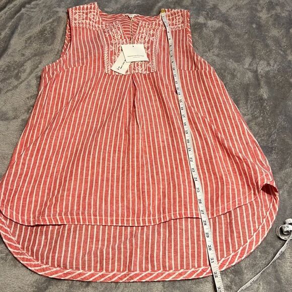 Ladies Beach Lunch Lounge Linen Tank Shirt - Picture 3 of 6